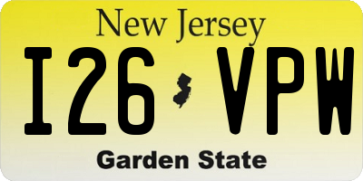 NJ license plate I26VPW