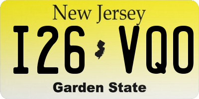 NJ license plate I26VQO
