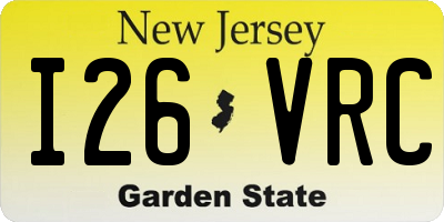 NJ license plate I26VRC