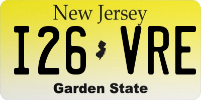 NJ license plate I26VRE