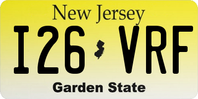 NJ license plate I26VRF