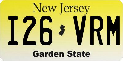 NJ license plate I26VRM