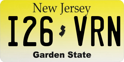 NJ license plate I26VRN