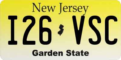 NJ license plate I26VSC