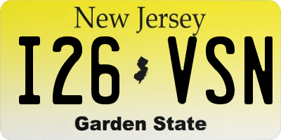 NJ license plate I26VSN
