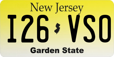 NJ license plate I26VSO
