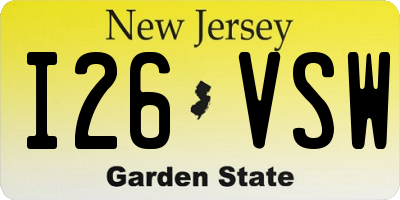 NJ license plate I26VSW