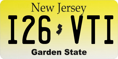NJ license plate I26VTI