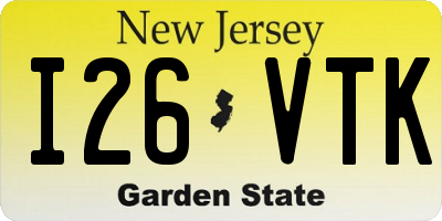 NJ license plate I26VTK