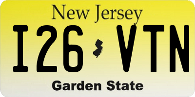 NJ license plate I26VTN