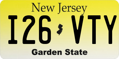 NJ license plate I26VTY