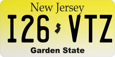 NJ license plate I26VTZ