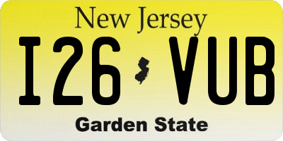NJ license plate I26VUB
