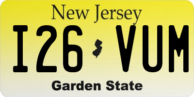 NJ license plate I26VUM