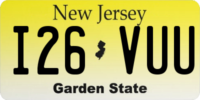 NJ license plate I26VUU