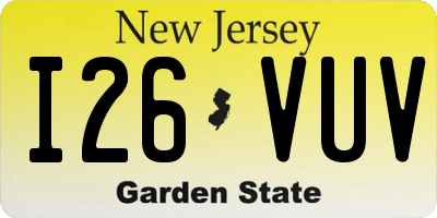 NJ license plate I26VUV
