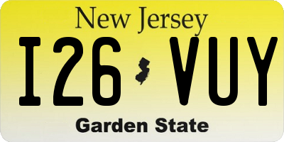 NJ license plate I26VUY