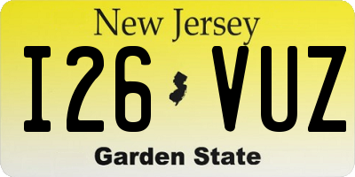 NJ license plate I26VUZ