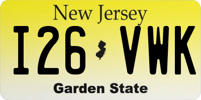 NJ license plate I26VWK