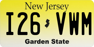NJ license plate I26VWM