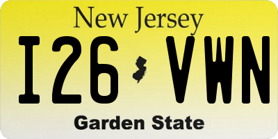 NJ license plate I26VWN