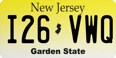 NJ license plate I26VWQ