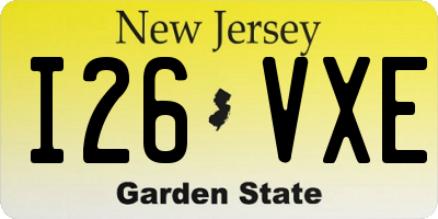 NJ license plate I26VXE