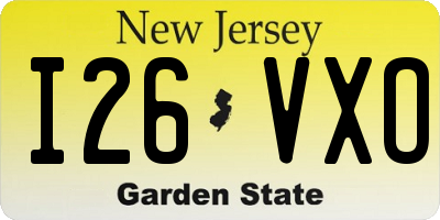 NJ license plate I26VXO