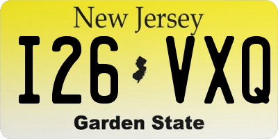 NJ license plate I26VXQ