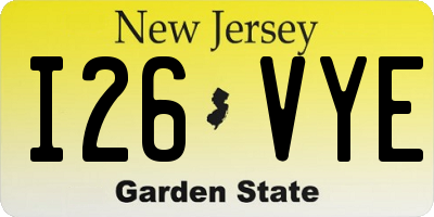 NJ license plate I26VYE