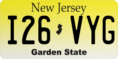 NJ license plate I26VYG