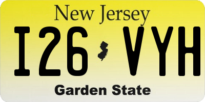 NJ license plate I26VYH