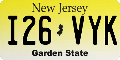 NJ license plate I26VYK
