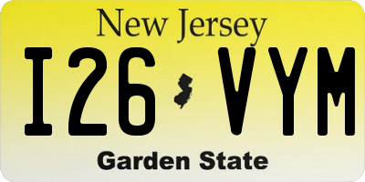 NJ license plate I26VYM