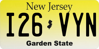 NJ license plate I26VYN