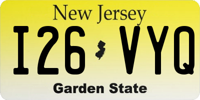 NJ license plate I26VYQ