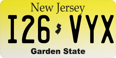 NJ license plate I26VYX