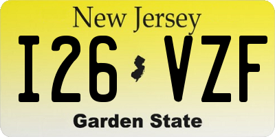 NJ license plate I26VZF