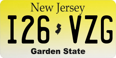 NJ license plate I26VZG