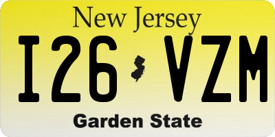 NJ license plate I26VZM
