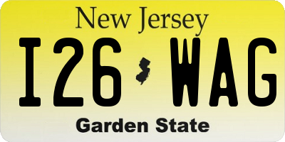 NJ license plate I26WAG