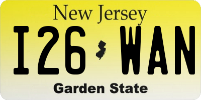 NJ license plate I26WAN