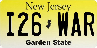 NJ license plate I26WAR