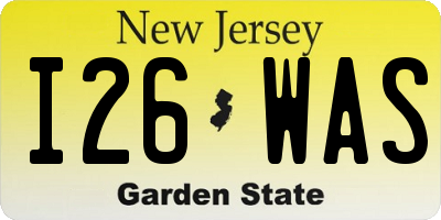 NJ license plate I26WAS