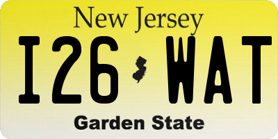 NJ license plate I26WAT