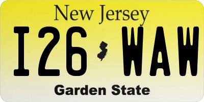 NJ license plate I26WAW