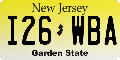 NJ license plate I26WBA