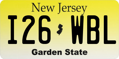 NJ license plate I26WBL