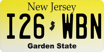 NJ license plate I26WBN