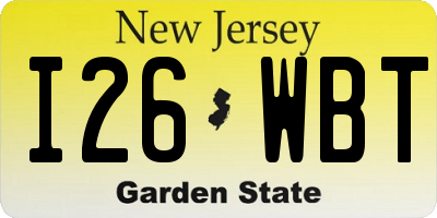 NJ license plate I26WBT